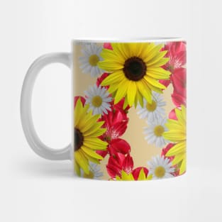 sunflower daisies floral bloom daisy red flowers blossoms Mug